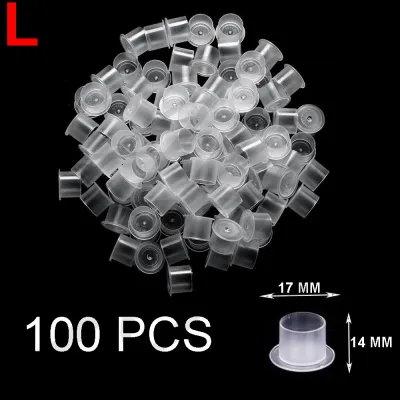 จุกใส่หมึกสักแบบมีฐาน ขนาด L 100 ชิ้น จุกหมึก จุดใส่สีสัก Disposable Plastic Tattoo Ink Cup Pigment Holder Size L 100 Piece