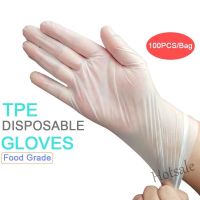 【hot sale】♠○☽ D13 100 pcs TPE Disposable Gloves Powder-Free Clear Glove for Household Food Handling Lab Work Cleaning Packed with Bag