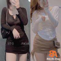 COD DSFGERTGYERE Lightning Female Long-Sleeved T-Shirt With Borip FreeSize Drawstring Skirt