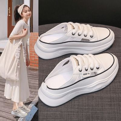 【Hot Sale】 Explosive fashion casual Baotou semi-slippers womens outerwear 2023 summer no heel slip-on lazy slippers for going out