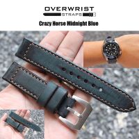 สายนาฬิกา สายหนังวัวแท้ overwrist crazy horse midnight blue