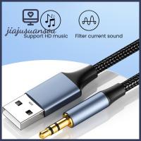 JIAJUSUANSOU สเตอริโอ แจ็ค USB A ถึง3.5 หูฟังแบบสวม ตัวผู้-ตัวผู้ สาย AUX USB เป็น3.5มม. สายสัญญาณเสียง