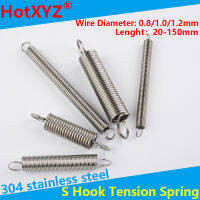 304 สแตนเลส S ตะขอ Tension Cylindroid Helical Pullback Extension Tension Coil Spring เส้นผ่านศูนย์กลางลวด 0.8mm 1.0mm 1.2mm-SOPO STORE