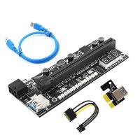 PCIE Riser 15X Plus PCI-E 16X Riser VER15X Riser Card 6Pin Power 14LED Lights Temperature Display for Miner Mining