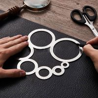 YOMDID Leather Round Ruler Template Stainless Steel Leather Cutting Tool Angle Ruler Measuring Handcraft Leather Accessories