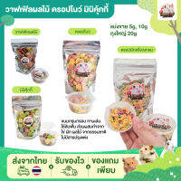 [HiHamster]วาฟเฟิ้ลผลไม้ และ ดรอปผักทรงครึ่งวงกลม ดรอปโบว์ ขนมแฮมเตอร์ ชูการ์ กระรอก หนู โลโบ เเรท