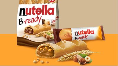 Nutella B-ready เวเฟอร์สอดไส้เฮเซลนัทกับโกโก้ 1 กล่องมี 6 ชิ้น BBF 16/01/24