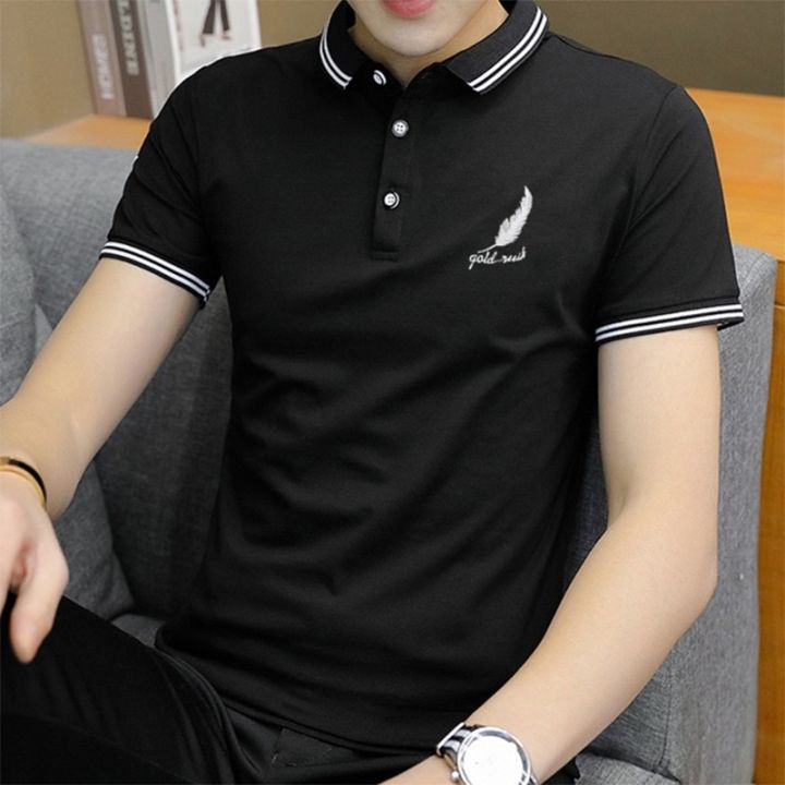 เสื้อปกแขนสั้นฤดูร้อนของผู้ชายชุดลำลองธุรกิจผู้ชายท็อปส์ซูเยาวชนเสื้อผ้าแฟชั่นเกาหลีผู้ชาย