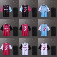 【Dec】 Miami Heat Dwyane Wade 3 Short Sleeve Basketball Uniform Fashion NBA Jersey Set For Men Women S-4XL