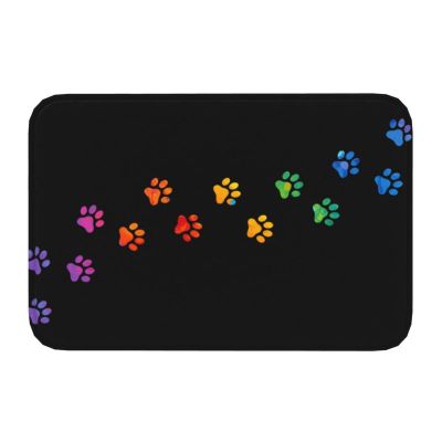 Colorful Dog Paw Front Door Floor Entrance Mat Outdoor Kitchen Bath Doormat Garden Carpet Rug Toilet Living Room Footpad