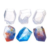 3D Transparent Ore Crystal Epoxy Resin Silicone Mold Scented Candle DIY Irregular Soap Rhombohedral Faceted Stone Molding Mold Bread Cake  Cookie Acce