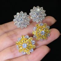 [COD] Cross-border supply and super shiny diamond-encrusted zircon flower stud earrings female temperament versatile simple