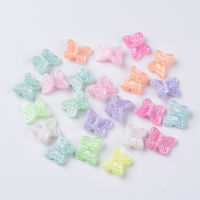 Beethoven 192pcs Opaque Acrylic Beads AB Color Plated Butterfly Mixed Color 11x14x3.5mm Hole: 1.6mm Jewelry Making DIY