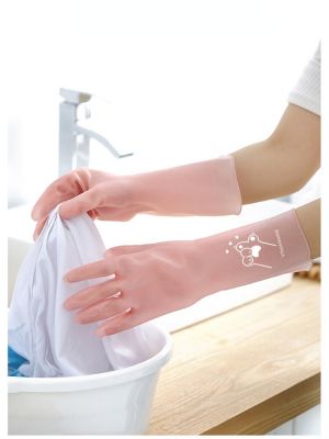 2 Pcs Household Gloves Dishwashing Kitchen Womens Durable Cleaning Household Work Laundry Rubber Waterproof Gloves Safety Gloves