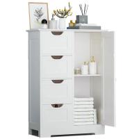 4 Drawer Storage Cabinet, Wooden Bathroom Cabinet Storage Cupboard 2 Shelves, White