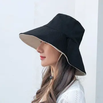 Lady Anti-UV Wide Brim Bucket Hat Bow Knitted Straw Cap Foldable Japanese  Casual