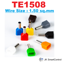 TE1508 หางปลาเข็มคู่ คอร์ดเอ็นแบบคู่ ขนาด 1.50 ตร.มม. ทองแดง/ทองเหลือง (Twin Cord End terminal Size : 1.50 sq.mm. Copper/Brass)