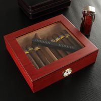 ∏❏ High Grade Cedar Wooden Cigar Humidor Large Capacity Space Cigar Moisturizing Box Glass Display Exquisite Cigar Box 2023