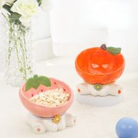 Cat Fruit Ceramic Bowl Elevated Pet Food Water Bowls Raised Small Dogs Tilted Drinking Eating Feeders Puppy Cats Accessories