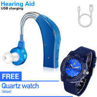 ฟรี นาฬิกาผู้ชาย / Ready Stock Blue เครื่องช่วยฟัง สำหรับผู้สูงอายุ เสียงชัดเจน USB Rechargeable BTE Hearing Aid Digital Invisible Mini Hearing Aids Voice Charging Amplifier for Middle-aged Hearing