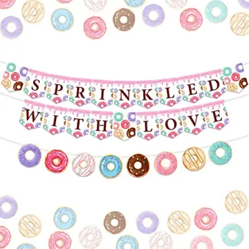 Donut Sprinkle Baby Shower Decorations Boy Girl Donuts Party Supplies  Sprinkled with Love Banner