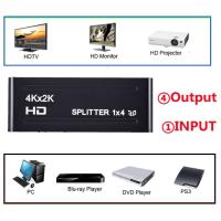 HDMI 1X4 HDMI Splitter 1 In 4 Out HDMI Video Audio Converter Support 4kx2k 3D,CEC For HDTV With Power