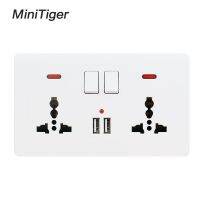 【Worth-Buy】 Minitiger 2.1A แบบ Dual USB ชาร์จพอร์ต LED แสดงสถานะผนังพลังงานซ็อกเก็ตคู่5หลุมเปลี่ยนเต้าเสียบ146มิลลิเมตร * 86มิลลิเมตร