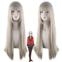 【CW】 Compulsive Gambler Momobami Kirari long straight golden Cosplay Wigs Deguisement Costumes Girls party hair with straight bangs