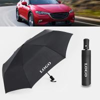 Fully Automatic Business Umbrella With Car Logo For Mazda Auto Emblem Rain Bumbershoot Parasol Folding Sunshade Black 2020 New