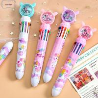 GOHILLER 4PCS/Set สายรุ้งยูนิคอร์น ของขวัญสำหรับนักเรียน หลายสี อุปกรณ์สำนักงานโรงเรียน เครื่องมือสำหรับการเขียน ปากกามาร์คเกอร์ ปากกาเจล ปากกาลูกลื่น10สี