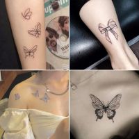 24pcs Butterfly Tattoo Stickers Waterproof Long-lasting Clavicle Sexy Arm Simulation Dark Tattoo Stickers