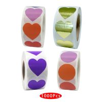 1000Pcs Korean Kawaii Cute Color Solid Sticker Wedding Gift Packaging Love Heart Seal Label Scratch Off Aesthetic Washi Circle Stickers Labels