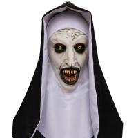 Nun Cosplay Masque Costume Props for Spooky Latex Nun Facial Covering Halloween Party Supplies Costume Accessories for Haunted Houses Masquerade Carnivals kind