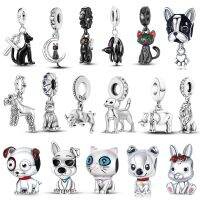 100% 925 Sterling Silver Dog Cat Rabbit Animals Black Charms Bead For Pandora Original Bracelet Diy Jewelry Making Gift 2023 New