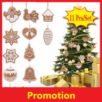 11ชิ้น/เซ็ต Soft Clay เครื่องประดับคริสต์มาสจี้แขวนของขวัญเกล็ดหิมะ Xmas Tree Home Decorations