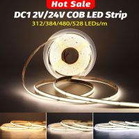 5m 10m Flexible 12V 24V LED COB Strip Light Bar 3000K 4000K 6000K White Color RA90 FOB Linear LED Tape for Kitchen Room Decor