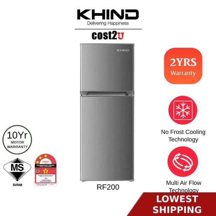 Khind 216L Top Mount Freezer with Frost Free RF200 (Refrigerator Peti