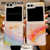 DKHORSING เคสใส่โทรศัพท์หรูหราสำหรับ Samsung Galaxy Z Flip5 /Z Fold5ฟ้า-เรย์ยิ้มสายรุ้งพับเคสมือถือ SAMSUNG Z พลิก5 2023เคสกันกระแทก Galaxy Fold 5