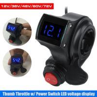 1 Set Electric Vehicle E-bike Voltage Display Switch Handle Finger Thumb Throttle Scooter with Power LED Display Handlebar Grips