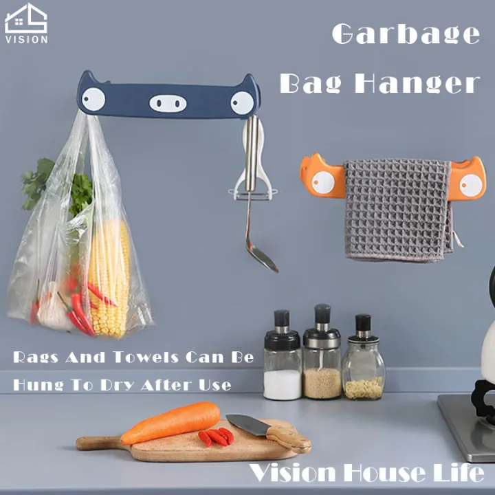 Vision Wall Mounted Trash Bag Holder Kitchen Garbage Bag Hanger Stand ...