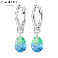 Madelin Earring S925 Platinum ต่างหูเงินแท้ชุบทองคำขาว ต่างหูแก้ว ต่างหูหยดน้ำ