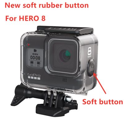 ซองกันน้ำใต้น้ำ60ม. สำหรับ Gopro Hero ฝาครอบ8เคสห่อหุ้มสีดำเลนส์กล้องถ่ายรูป60ม. อุปกรณ์ว่ายน้ำดำน้ำ