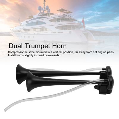 130dB Dual Trumpet Loud Air Horn พร้อมคอมเพรสเซอร์สำหรับรถบรรทุก Club Cars Yachts Mine Carts