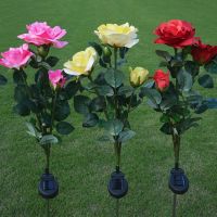 ◈۩ Outdoor Solar Powered LED Light Waterproof Rose Flower Stake Lamp Easy-to-Install for Home Garden Yard Lawn Path Decorate