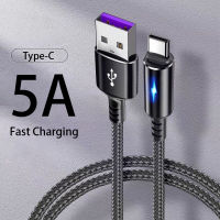 ไฟ LED 5A สายเคเบิล Type C สายชาร์จ USB อย่างรวดเร็วสำหรับ Galaxy Xiaomi Huawei Note 7 อุปกรณ์เสริมโทรศัพท์สายชาร์จ Usb C-ganekd