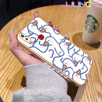 Jjlingji เคสโทรศัพท์ปลอกสำหรับ Samsung กาแลคซี M01s A10s A10ลายการ์ตูนน่ารักหงส์ขาวสวยเคสซิลิโคนชุบด้านข้างดีไซน์ใหม่ฝาปิดเลนส์เต็มกล้องเคสป้องกันกล่องกันกระแทก Softcase