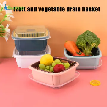 Double Layer Drain Basket, Vegetable Washing Basket, Removable