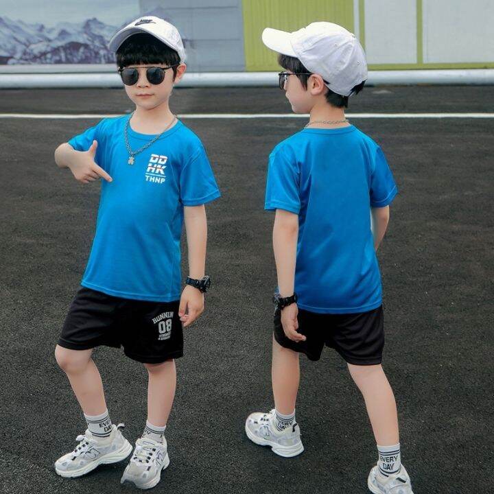 110-165cm-childrens-casual-short-sleeved-shorts-suit-breathable-sports-basketball-uniform-boys-girls-pullover-t-shirt-baby-fashion-korean-version-cloth