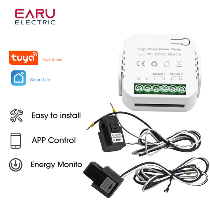 Tuya App Smart Two Way Bilateral Wifi Energy Meter A Ac V V With Clamp Ct Kwh Power