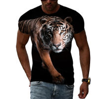 2023 NEWO-Neck Casual กีฬา3D พิมพ์ Tiger รูปแบบเสื้อยืดผู้ชายฤดูร้อน Creative Breathable ฟิตเนส Street เสื้อยืดขนาดใหญ่